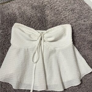 White Strapless Textured Top